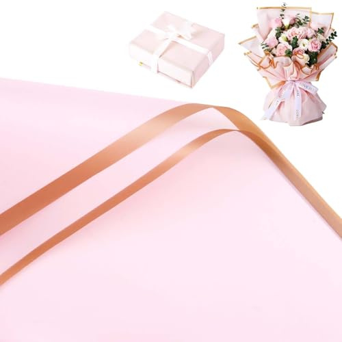 FeiOne 20 Blatt Blumenpapier, Blumenstrauß Geschenkpapier (Rosa, 58x58cm), Wasserdicht, Elegante Bouquet Paper, Blumenpapier für Geschenkverpackungen, Blumen, Kunst, Verschiedene Anlässe