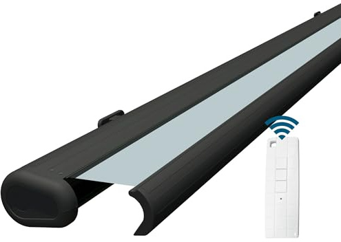 Eclipse Vollkassettenmarkise anthrazit elektrisch 3,0x3,5m Tuch: Candy | Markise Balkon Terrassenüberdachung Sonnenschutz Gelenkarm Polyacryltuch UV-Schutz 50+ Smarthome-fähiger Dooya Motor