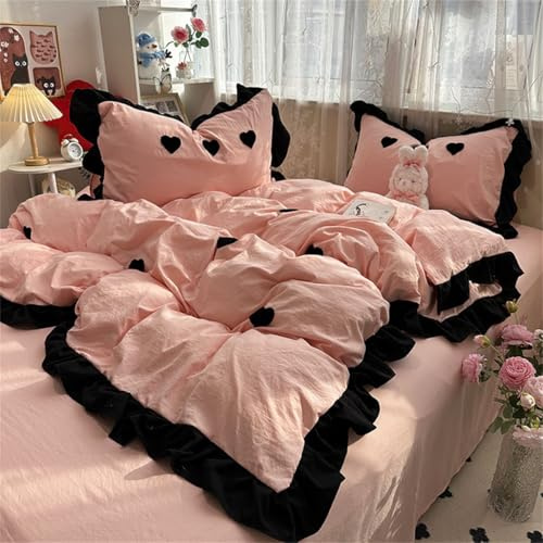 SEVOLY Set di Biancheria da Letto in Stile Francese Quattro Pezzi, Set di Copripiumino Volant, Set di Biancheria da Letto Completi Lenzuolo, Federa, Copripiumino, Set di Lenzuola da 4 Pezzi,C,2.0M