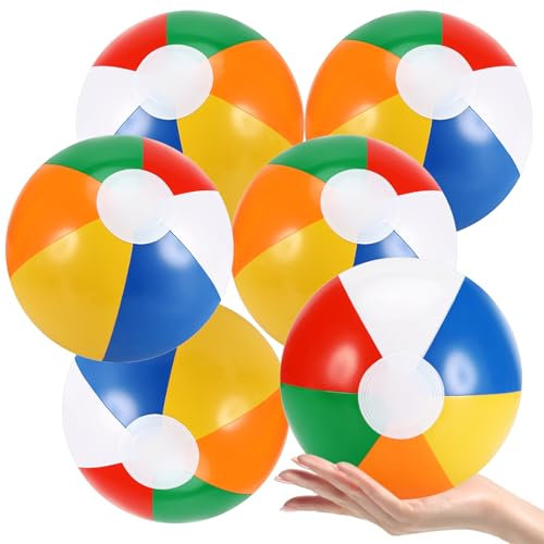 Zikenis 6 pallanuoto gonfiabile, 32 cm, colorato pallone da spiaggia, palline d'acqua, giocattolo estivo per bambini, adulti, spiaggia, piscina, feste, attività all'aperto