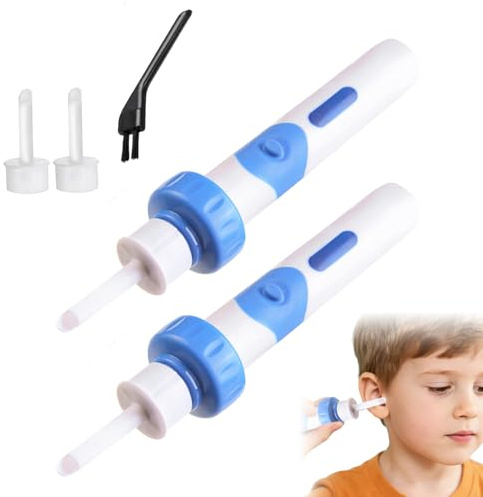 10cm Ohrenschmalz-Sauger, Ohrenschmalz Entferner, Ohrenschmalz-Reiniger, Entferner Sauger, Sicheres Und Weiches Ear Cleaner, Mit 2 Waschbaren ErsatzköPfen & 1 ReinigungsbüRste (2 Stück)