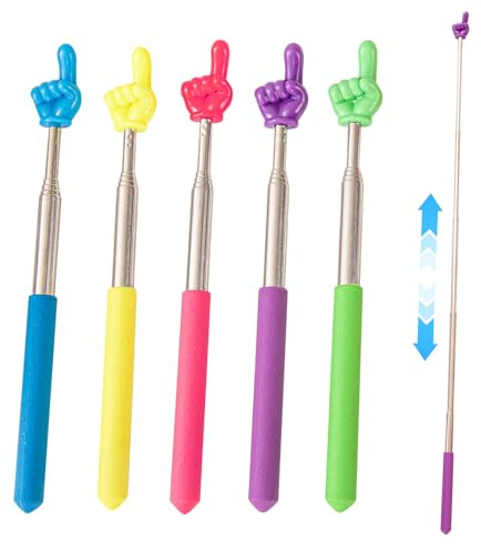 Pack of 5 Extendable Pointer Stick, Stainless Steel Pointing Sticks, Telescopic Teacher Pointing Rod, Retractable Finger, Classroom Teaching Hand Pointer for Presentations