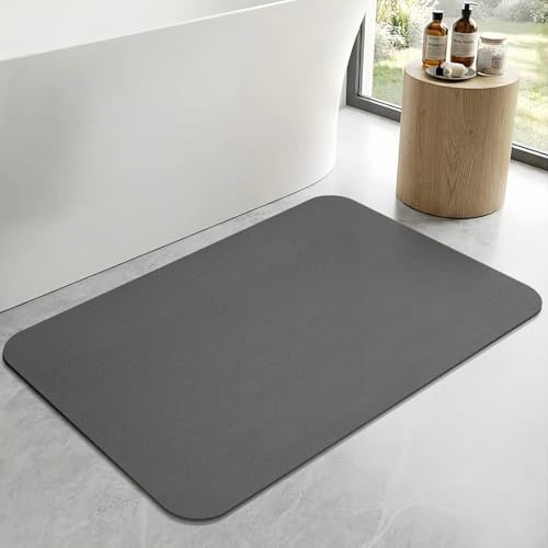 ZICRO Tappetino da Bagno Antiscivolo,Super Assorbente,Ad Asciugatura Rapida,Facile da Pulire Tappetino Doccia,per Porte del, Vasca da Bagno, Doccia (Grigio Scuro, 40x60cm)