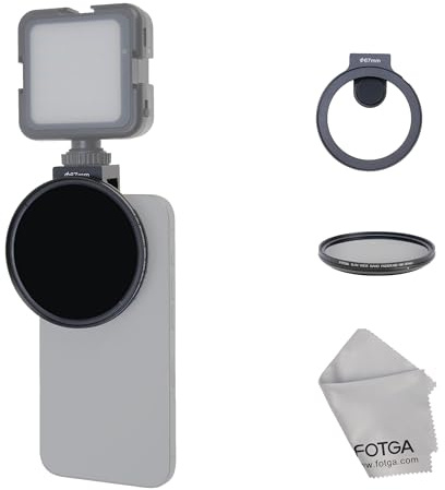 FOTGA Clip-on 67mm Thread Lens Filter Adapter + 67mm Variable ND2-400 Filter for iPhone 14 15 16 Pro Max Smartphone Cell Phone,Cold Shoe for Micrphone/LED Light,Anti-Slip/Anti-Scratch