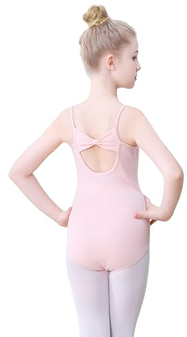 FONLAM Justaucorps Danse Ballet Fille Justaucorps Gymnastique Coton Vêtements Danse Fines Bretelles (Rose, 7-8 Ans)