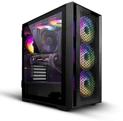Computek Gaming PC Tower, Intel Core i7-3770, 16GB RAM, GT 730 2GB Graphics, 1TB HDD + 256GB SSD, Windows 11, Entry Level, Black 6 Fan RGB Case – Ready To Use Setup