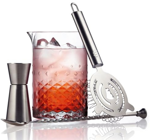 EUPOSIA MIXOLOGY - Mixing Glass 700 ml - Carats - Elegant Cocktail Jug - Japanese Cut with Diamond Design