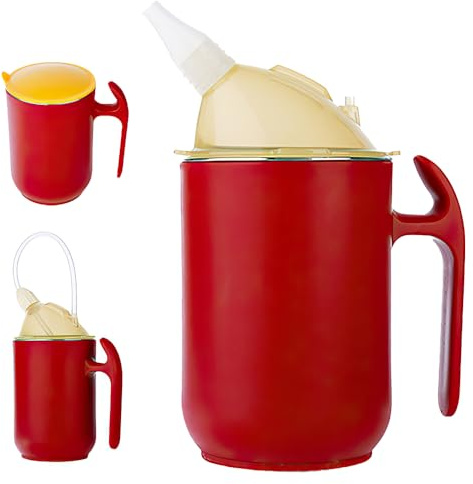 SKIKHN 3-in-1 Schnabeltasse Senioren, 400ml Auslaufsichere Trinkbecher, Schnabelbecher Senioren mit Griffen, Dysphagie-Tassen aus Edelstahl für Erwachsene mit Behinderungen und ältere Menschent