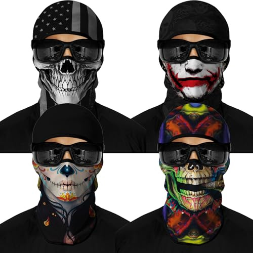 4PCS Balaclava Full Face Mask Ski Mask UV Protection Cover Motorcycle Full Face Mask for Men Women (Style A, One Size)