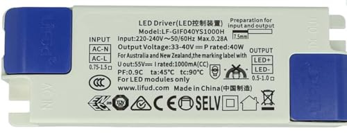 Led Driver DC 1000mA 33V-40V DC 40W Alimentazione corrente costante per pannello LED 60x60cm (40, Watt)