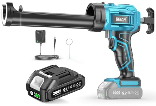 SEESII Pistola de Silicona, Pistola de Silicona Profesional Compatible con Batería de 18V Makita, Pistola de Calafateo Eléctrica con 1x Batería de 2.0Ah