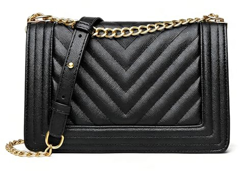 Myhozee Damen Crossbody Schultertasche Damen Umhängetasche Kette Schulterriemen Crossbody Bag Citytasche Feste Multifunktionstasche PU Leder Schultertasche Handytasche Verstellbarem Schultergurt