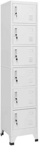 Frdhee Büroschrank Werkstattschrank, Schließfachschrank Hellgrau 38x40x180 cm Stahl, Robust, Pflegeleicht
