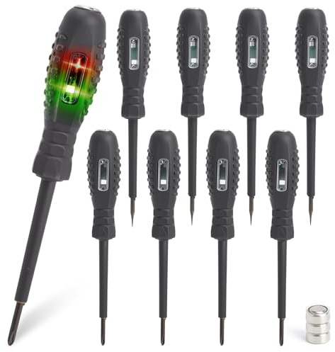 Stromprüfer Spannungsprüfer Schraubendreher 8-teilig Set LED Anzeige Phasenprüfer mit Magnetkopf Elektro Werkzeug für Elektriker Haushalt Spannungstest