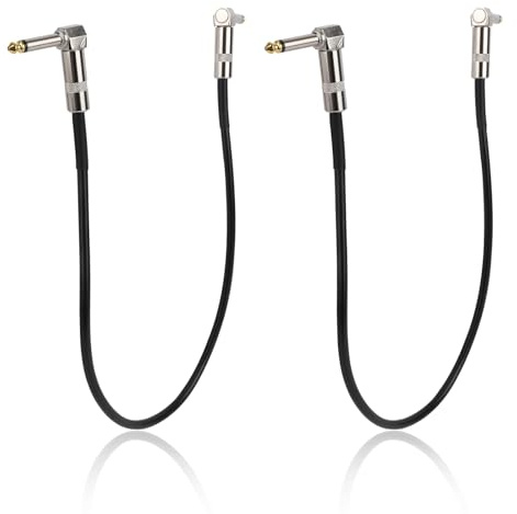 Goktvai 2 Stück Gitarren Patchkabel, 50 cm Langes Rechtwinkliges Gitarren-Patchkabel Hilfskabel für Instrumenten-Effektpedale Board-Anschlusskabel für E-Bass Mischpult Performance