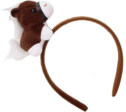 Kfwfuaee Kopfschmuck mit Pferdemotiv, Plüschpuppe, Haarband für Erwachsene und Kinder, Kostümzubehör, Jahr, Pferd, Haarreif für Festival, Event, Festival, Haar-Accessoire