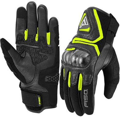 outletMOTARD Guantes Moto Hombre y Mujer en Cuero de Cabra con Protecciones de Carbono para Uso Durante Todo el Año en Viajes Largos y Compatible con Pantallas Táctiles