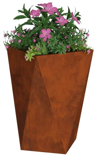 Tomostar Bac à Fleurs, Bac à Plantes Pot de Fleurs Jardinière Balcon Jardin Rouillé 50 x 50 x 75 cm