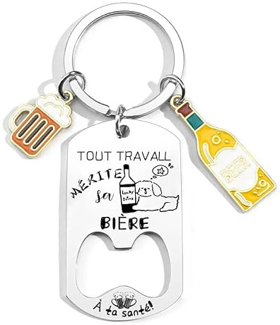YZLPLP Cadeau Biere Porteclef Tout Travail Mérite Sa Bière, Cadeau Bière Humoristique pour Homme Collègue ou Ami, Idée Originale pour Fin d’Année Départ ou Anniversaire, Pour à Amateur de Biere (1)