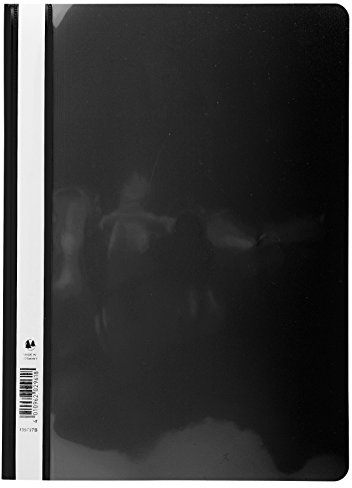 Exacompta 439701B 25er Pack Plastik-Schnellhefter mit Beschriftungsstreifen aus PVC mit schutzfolie für DIN A4 schwarz kaufmännische Heftung Hefter ideal für Büro und Schule