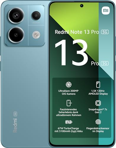 Xiaomi Redmi Note 13 Pro 5G 12+512GB Snapdragon 7s Gen 2, Super QPD da 6.67 Fotocamera Ultra-Clear da 200 MP, Blu (IT Versione)