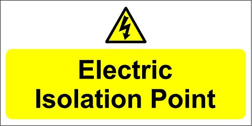 Electric isolation point sign - Self adhesive sticker 200mm x 100mm
