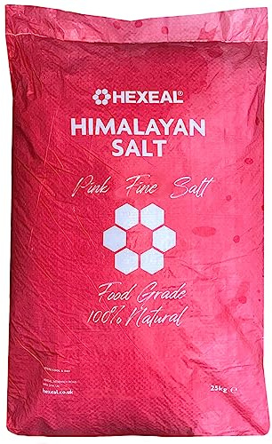 Hexeal Himalayan Pink Salt 25kg – 25kg Bag of Fine, Food Grade Salt – Suitable for Seasoning & Cooking – 100% Natural Salts for Soothing Baths, Beauty & Cosmetics