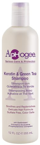 ApHogee Keratin & Green Tea Shampoo, 340 ml | Frizz Control | Color Safe | Sanft stärkender Reiniger | Reduziert Haarbruch | Sulfatfrei | Füllt Keratin auf