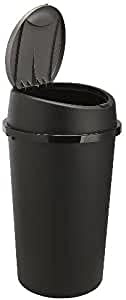 Easy Shopping 45 Liter 45L TOUCH BIN Colour Bin for Home Gard OFFICE SCHOOL KITCHEN BATHROOM TOP BINPortable Pedal Bin Removable Lid (BLACK)