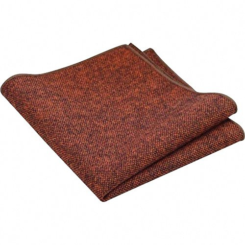 DB Dickie Bow Men's Luxury Wool Pocket Square (Rust Burnt Orange) - suitable for formalwear, office, weddings, parties, grooms & groomsmen outfits