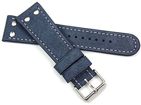 Sulla 24mm Flieger Lederband Armband Militär NATO UHRENBAND Pilot Aviator Style Band EXTRA STARK Genuine Leder blau WB
