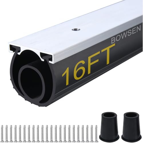 BOWSEN Heavy-Duty U+O Ring Universal Garage Door Bottom Seals Weatherstrip Rubber with Aluminum Track Retainer Kit (16 FT, 1-5/8 Width)
