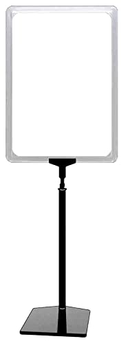 4 Plakatständer DIN A3 Rahmen transparent, Ständer Kunststoff schwarz, Teleskopständer mit Fuß eckig und Stahleinlage, Kundenstopper höhenverstellbar bis 68 cm, Aufsteller
