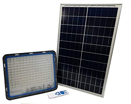 Faro LED 300 W con panel solar luz fría foco LED casa jardín exterior