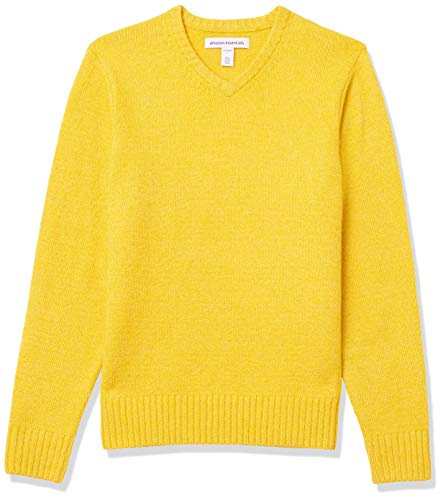 Amazon Essentials Herren Soft-Touch-Pullover mit Langen Ärmeln und V-Ausschnitt, Gelb, S