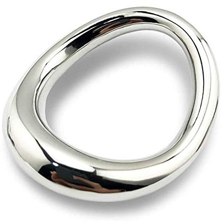 Lonersex Anneaux péniens incurvés pour hommes, anneau pénien sexuel en acier inoxydable métal Scrotum pénis Bondage anneau extensible jouets sexuels érection anneau de testicule (51x56mm)