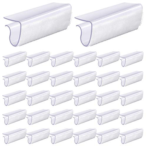 Glarks 30 Pack Rectangular Shape Plastic Table Cover Clips Tablecloth Clips Table Skirting Clips with Hook and Loop for 3/4 to 1 inch Table for Indoor Outdoor Wedding Party Picnic Events