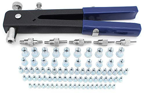 Yuhtech Nietzangen satz, 86Pcs Nietzange Gewindeeinsatz Nietpistolen-Werkzeugsatz, mit M3 M4 M5 M6 M8 Dorne und Blindnietmuttern