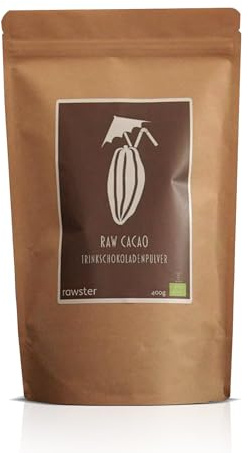 400g Bio Trinkschokolade | hoher Kakaogehalt ohne Industriezucker für eine zuckerarme Ernährung | Rohkakao Pulver aus Peru mit der Süße von Kokosblütenzucker | rawster