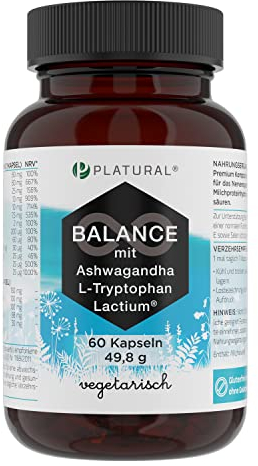 Platural® Balance – Ashwagandha Kapseln, Lactium®, L-Tryptophan, Vitamin B Komplex – Stress reduzieren & entspannt schlafen