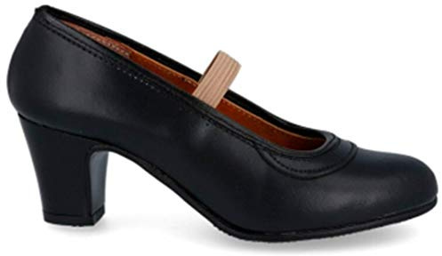 MALACA M-10 ZAPATOS FLAMENCA PROFESIONAL - CUERO para: NIÑA color: NEGRO talla: 34