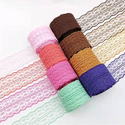 8 rollen Buntes Spitzenband 4.5cm 10m Dünne Spitze Stoff Ribbon Trim fur Hochzeitseinladung Karten Dekorieren Nahen Hair Bow Making Geschenkverpackung