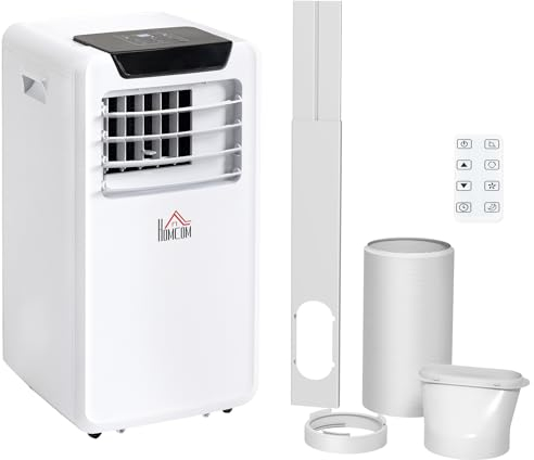 HOMCOM Air Conditioning Unit 10000 BTU, 4-in-1 Portable Air Conditioner, Dehumidifier, Cooling, Fan, Sleep Mode with Remote Control, LED Display, 2 Speeds, 24H Timer, Window Venting Kit, 30m²