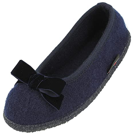 HAFLINGER Slipper Fiocco Filzpantoffel Hausschuh Ballerina Mittelblau, Gr. 39
