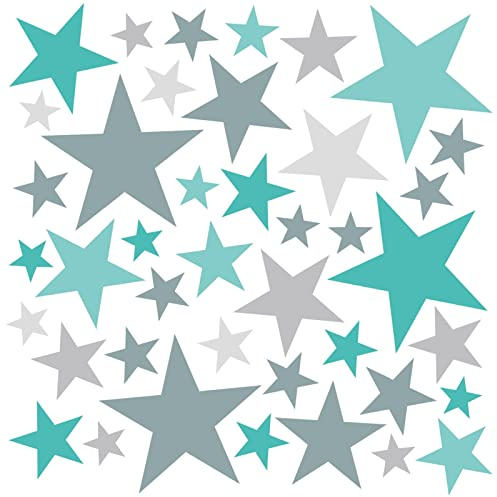 WandSticker4U®- 6 Bögen, 148 STERNE zum Kleben, pastell Grün/Mint/Türkis/Grau I Wandtattoo Sterne Kinderzimmer Wandsticker selbstklebend I Möbelsticker Zimmer Deko Mädchen & Junge