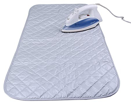 plastific Portable Iron Anywhere Travel Ironing Mat/Pad Soft Thicken Sponge Folding Roll Up Table Top Surface Sheet Heat Resistant Ironing Cloth Blanket (48 x 80cm)