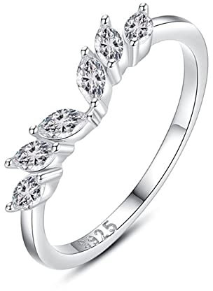 Stfery Bague de Fiançailles Femme Couronne, Bagues Femmes Argente 925 Sterling Zircon Marquise Taille 56.5 Bijoux Cadeau