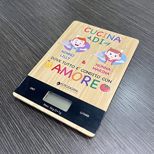 STAMPITALY® Bilancia da cucina digitale personalizzata con foto e/o frasi preferite - Ottima idea regalo per eventi e occasioni speciali