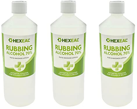 Hexeal 70% Rubbing Alcohol 3L - Cleaning Fluid & Disinfectant | 3 x 1L - Removes Grime from Phones and Electronics, Powerful Degreaser and Cleaning Fluid