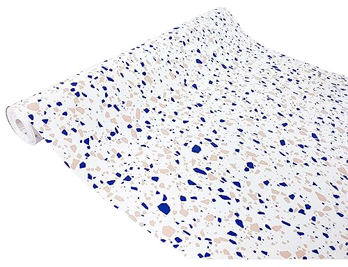 Klebefolie Möbel 67,5x240 cm | Möbelfolie selbstklebend in Steinoptik | Folie für Möbel zur einfachen Renovierung von Türen, Tischen und Regalen | Klebefolie dekorativ und abwaschbar | Terrazzo Blau